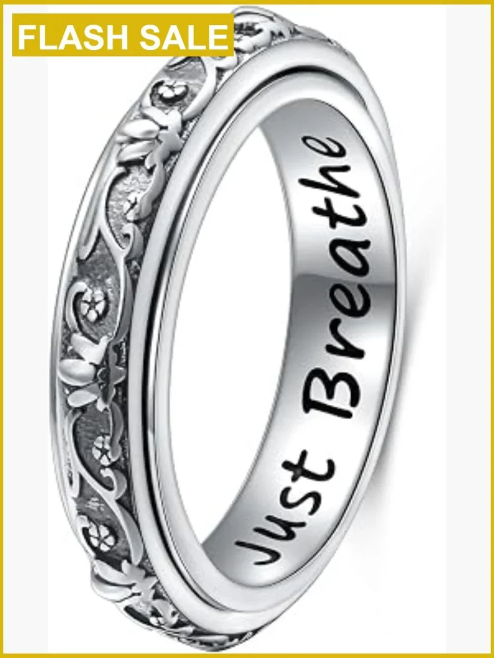 Sterling Silver Spinner Fidget Ring for Women Anxiety Relief Lotus Just Breathe